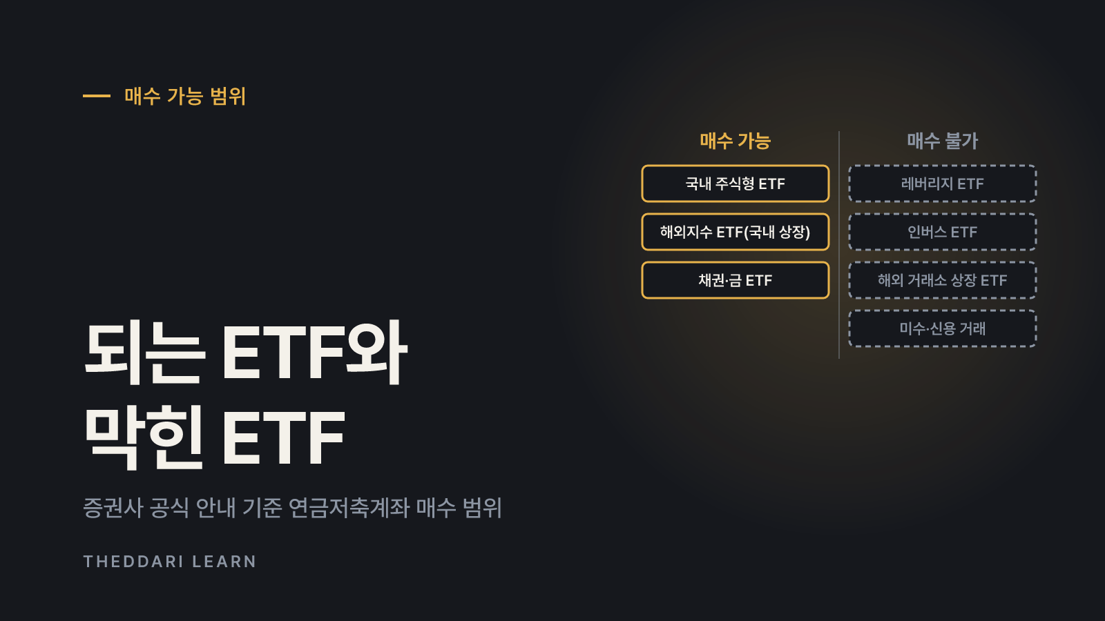 연금저축펀드 ETF, 살 수 있는 것과 못 사는 것